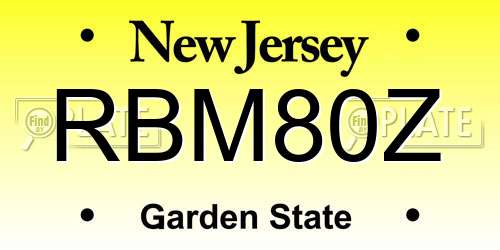 RBM80Z New Jersey License Plate