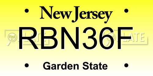 RBN36F New Jersey License Plate