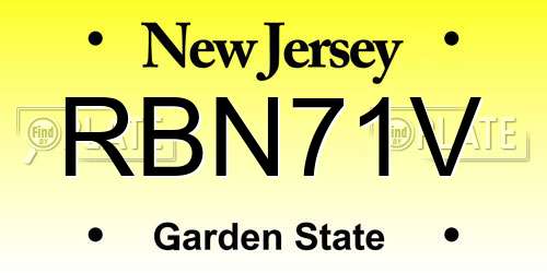 RBN71V New Jersey License Plate