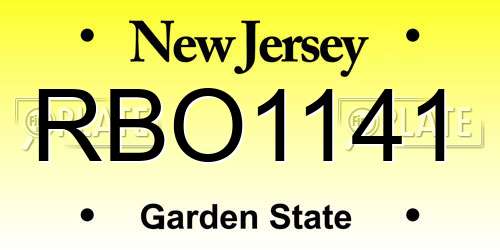 RBO1141 New Jersey License Plate