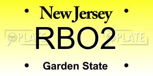 RBO2 New Jersey License Plate