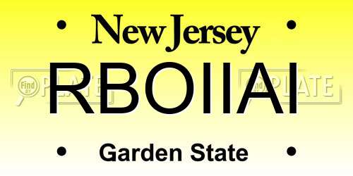 RBOIIAI New Jersey License Plate