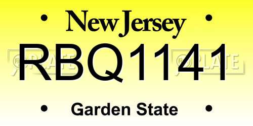 RBQ1141 New Jersey License Plate