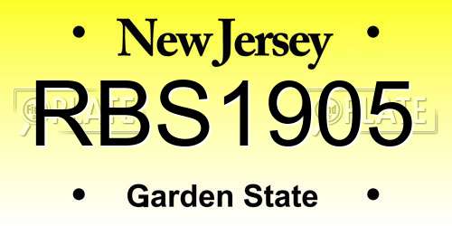 RBS1905 New Jersey License Plate