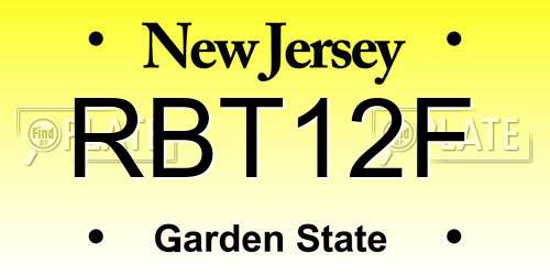 RBT12F New Jersey License Plate