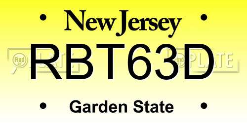 RBT63D New Jersey License Plate