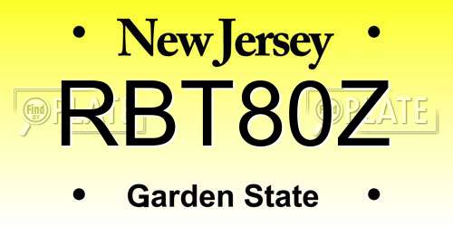 RBT80Z New Jersey License Plate