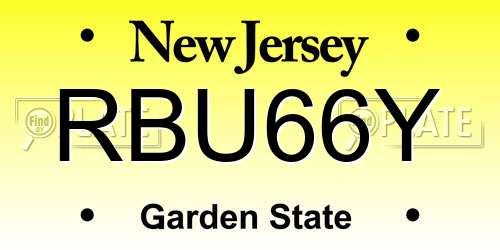 RBU66Y New Jersey License Plate