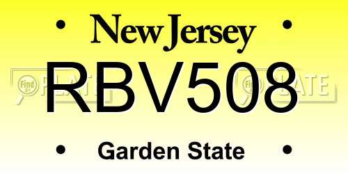 RBV508 New Jersey License Plate