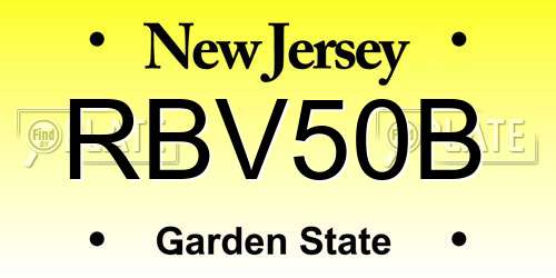 RBV50B New Jersey License Plate