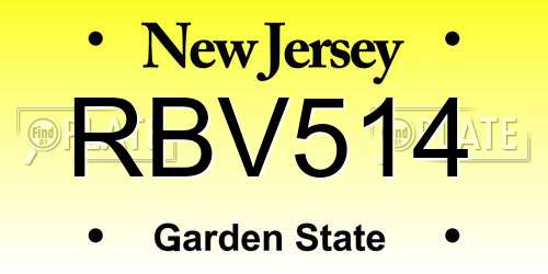 RBV514 New Jersey License Plate