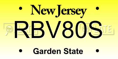 RBV80S New Jersey License Plate