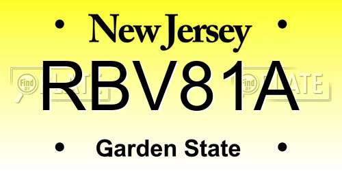 RBV81A New Jersey License Plate