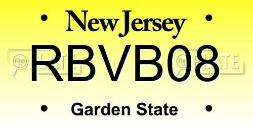 RBVB08 New Jersey License Plate
