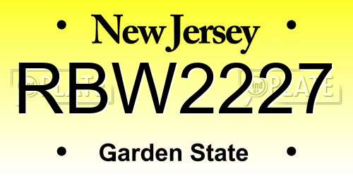 RBW2227 New Jersey License Plate