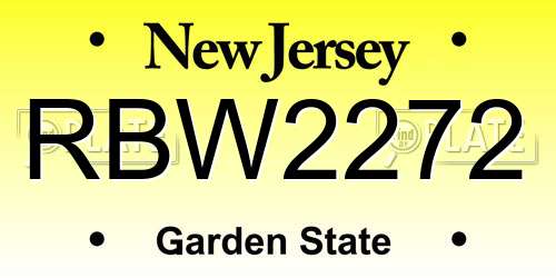 RBW2272 New Jersey License Plate