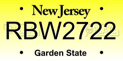 RBW2722 New Jersey License Plate