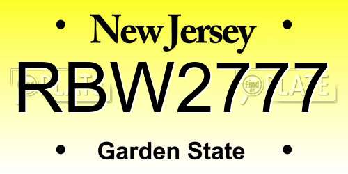 RBW2777 New Jersey License Plate