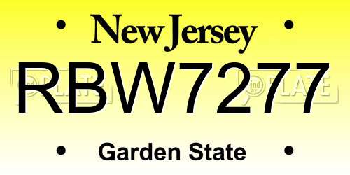 RBW7277 New Jersey License Plate