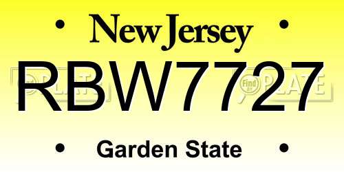 RBW7727 New Jersey License Plate