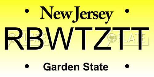 RBWTZTT New Jersey License Plate