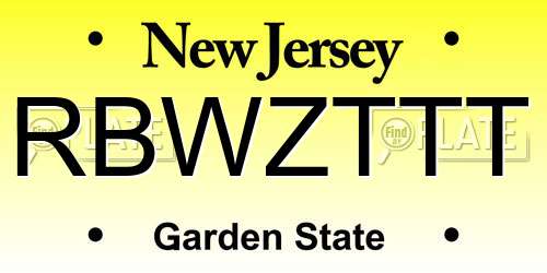 RBWZTTT New Jersey License Plate