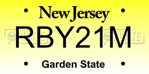 RBY21M New Jersey License Plate