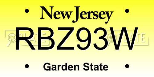 RBZ93W New Jersey License Plate
