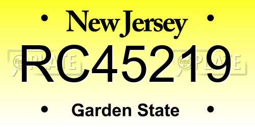 RC45219 New Jersey License Plate