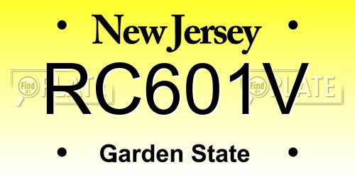 RC601V New Jersey License Plate