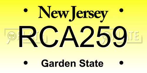 RCA259 New Jersey License Plate
