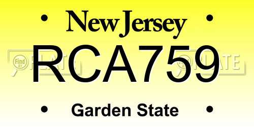 RCA759 New Jersey License Plate