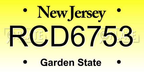 RCD6753 New Jersey License Plate