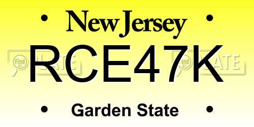 RCE47K New Jersey License Plate