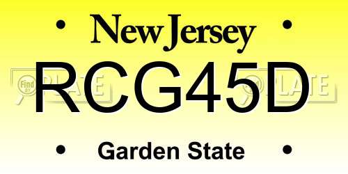 RCG45D New Jersey License Plate