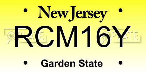 RCM16Y New Jersey License Plate