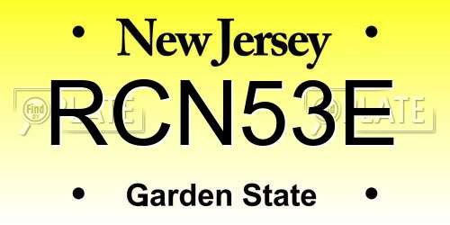 RCN53E New Jersey License Plate
