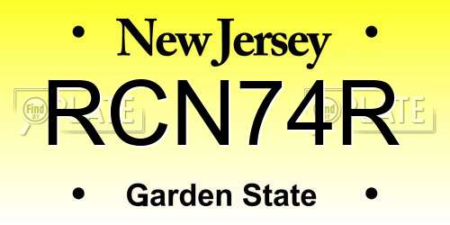 RCN74R New Jersey License Plate
