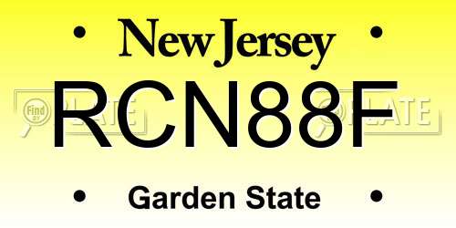 RCN88F New Jersey License Plate