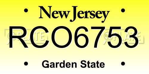 RCO6753 New Jersey License Plate