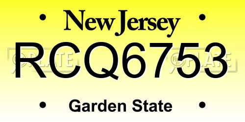 RCQ6753 New Jersey License Plate