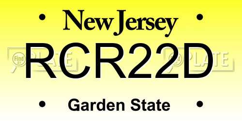 RCR22D New Jersey License Plate