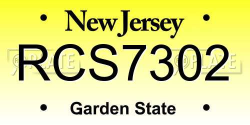 RCS7302 New Jersey License Plate