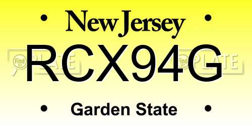 RCX94G New Jersey License Plate