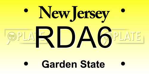 RDA6 New Jersey License Plate
