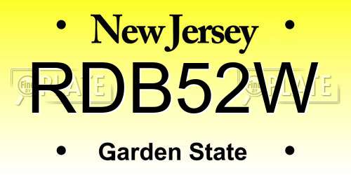 RDB52W New Jersey License Plate