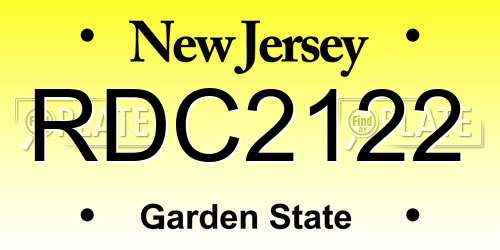 RDC2122 New Jersey License Plate