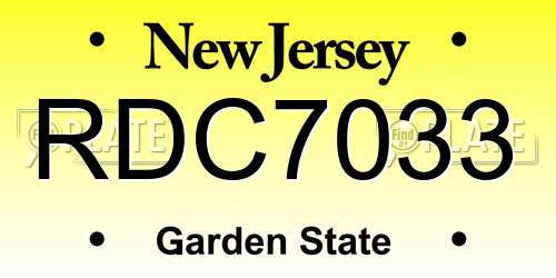 RDC7033 New Jersey License Plate