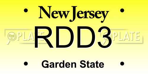 RDD3 New Jersey License Plate