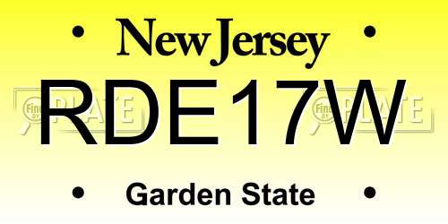 RDE17W New Jersey License Plate